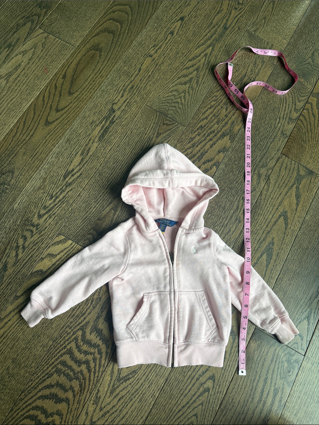 Polo By Ralph Lauren Pale Pink Zip-Up Hoodie For Kids 2t Euc